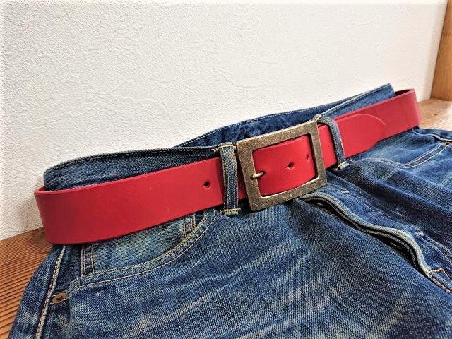 JUN COMPANYオリジナルデザインバックル付き栃木レザーベルト オイル多