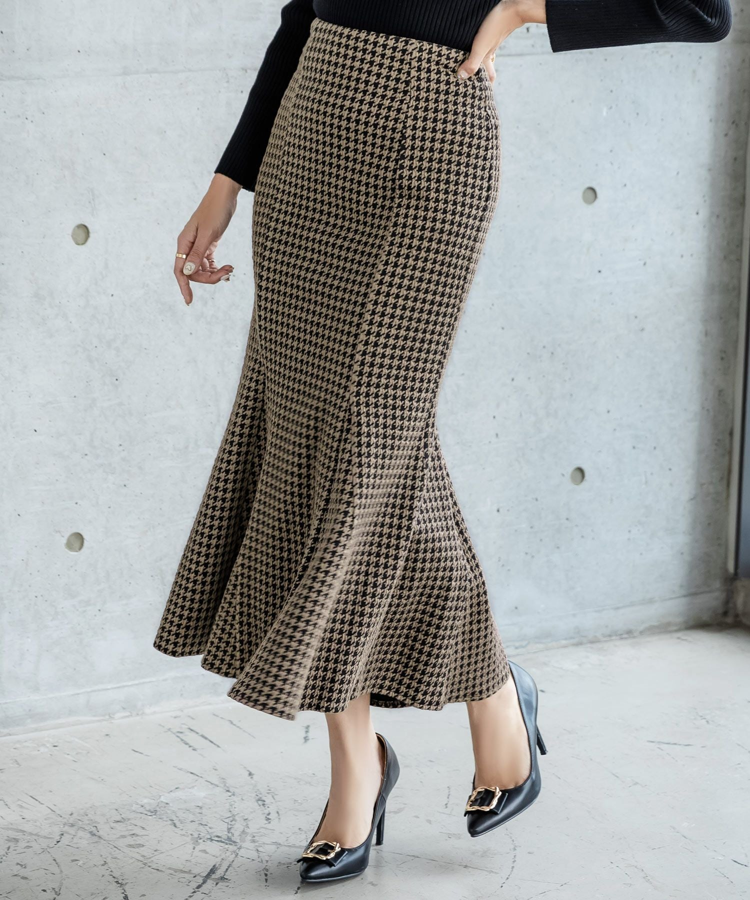 千鳥格子柄ハイウエストマーメイドスカート JB22620 | レディース