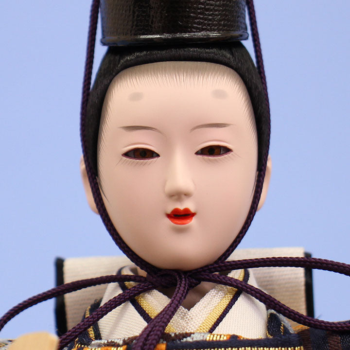 雛人形 ケース飾り 二人 幅58cm｜ガラスケース固定型 六角 艶消し黒 三