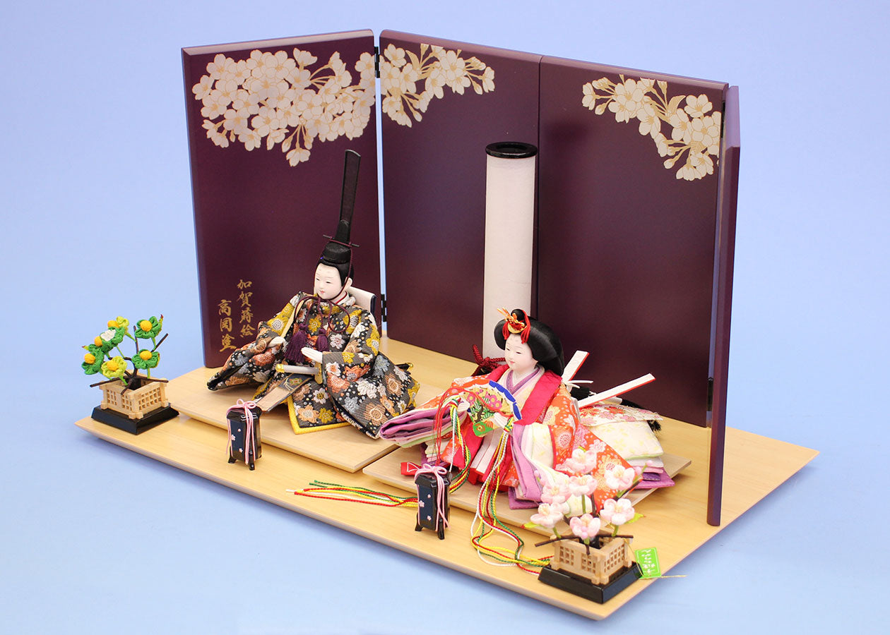 雛人形 平飾り 幅50cm｜小芥子 オレンジ 光琳桜 紫 – 寿鳳人形の東芸