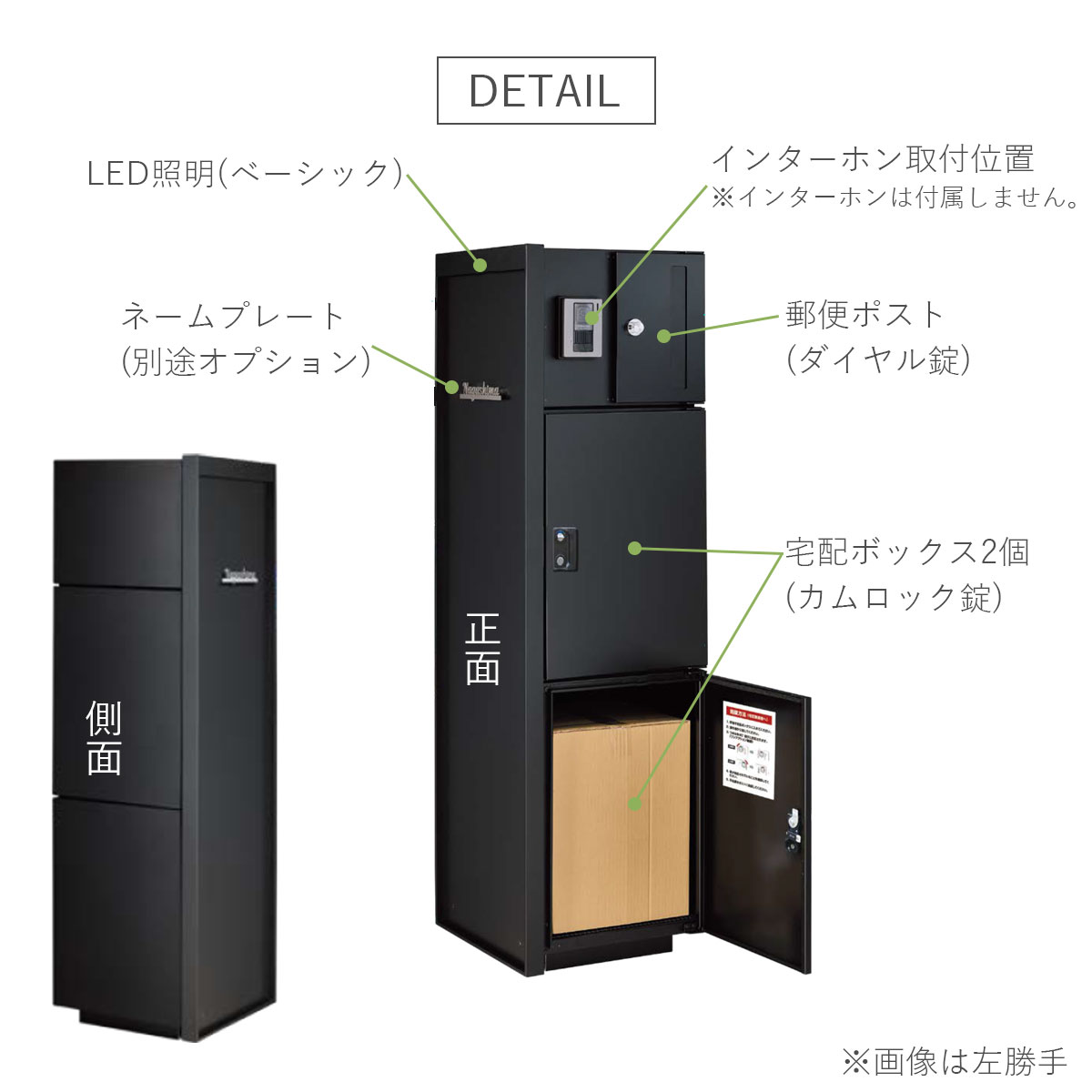 門柱ユニット ヴェリータNX ベーシック LED無し 宅配ボックス2個 +