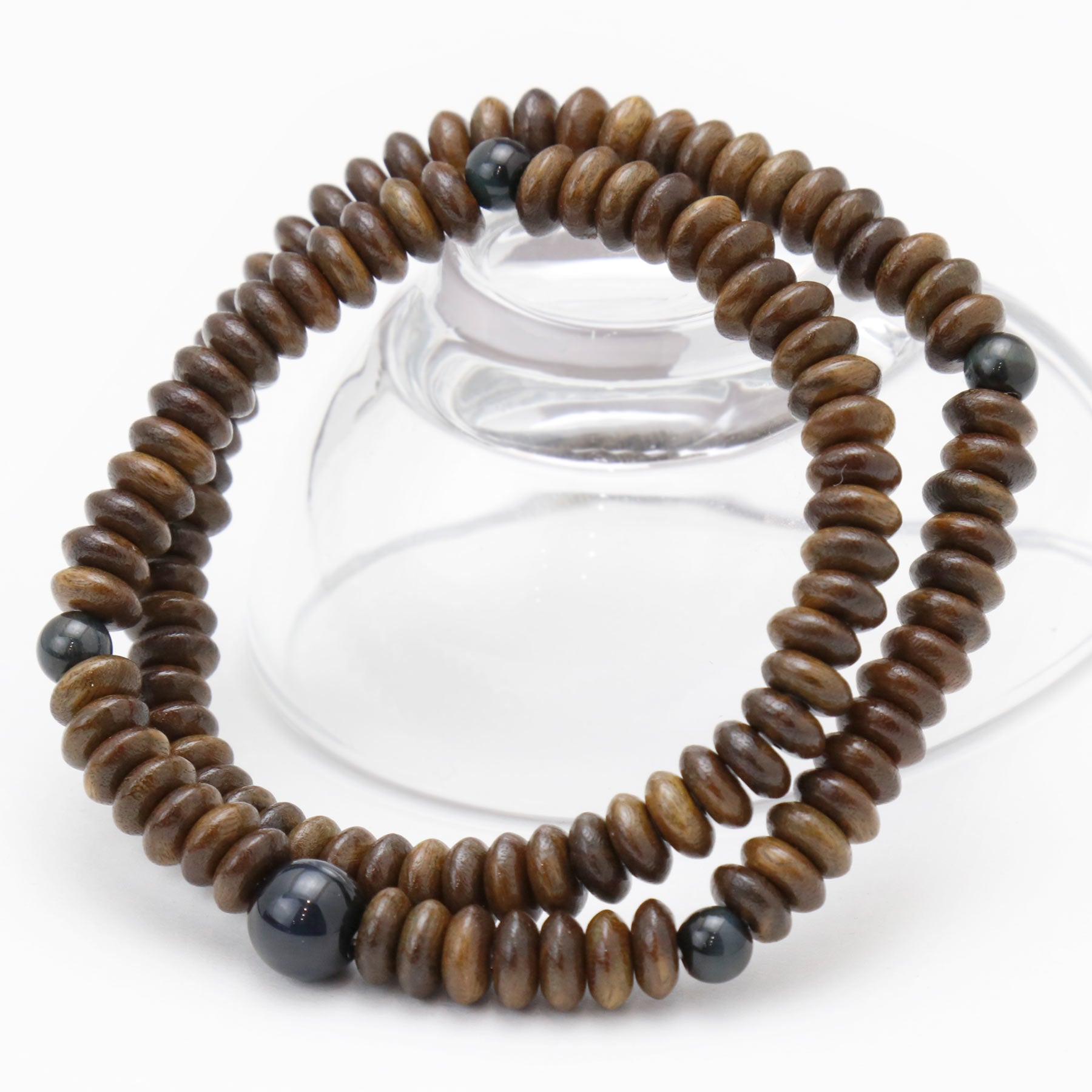 数珠 ブレスレット 108珠 緑壇 青虎目石 パワーストーン 念珠 – 数珠