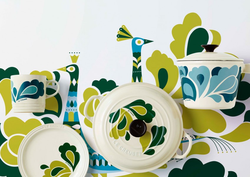 暮らし】ル・クルーゼ、レトロかわいい「ピーコック柄」コレクション