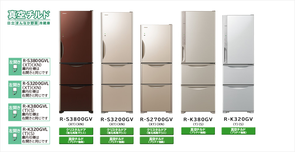 冷凍冷蔵庫 真空チルド まんなか野菜タイプ R-S3800GV、R-S3200GV、R