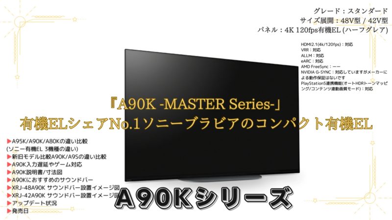 A90K -MASTER Series-」有機ELシェアNo.1ソニーブラビアのコンパクト