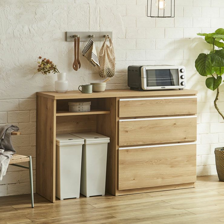 こだわりカラーで見た目上品なのに収納力抜群 ロータイプ食器棚