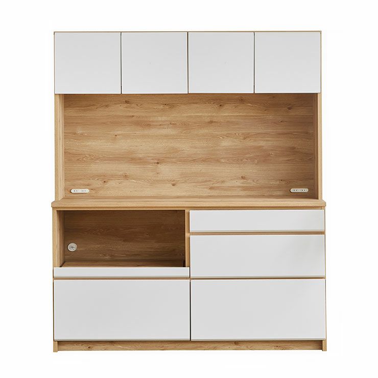 UV塗装仕上げでお手入れしやすい食器棚 マカロン 幅155.3cm 上品な