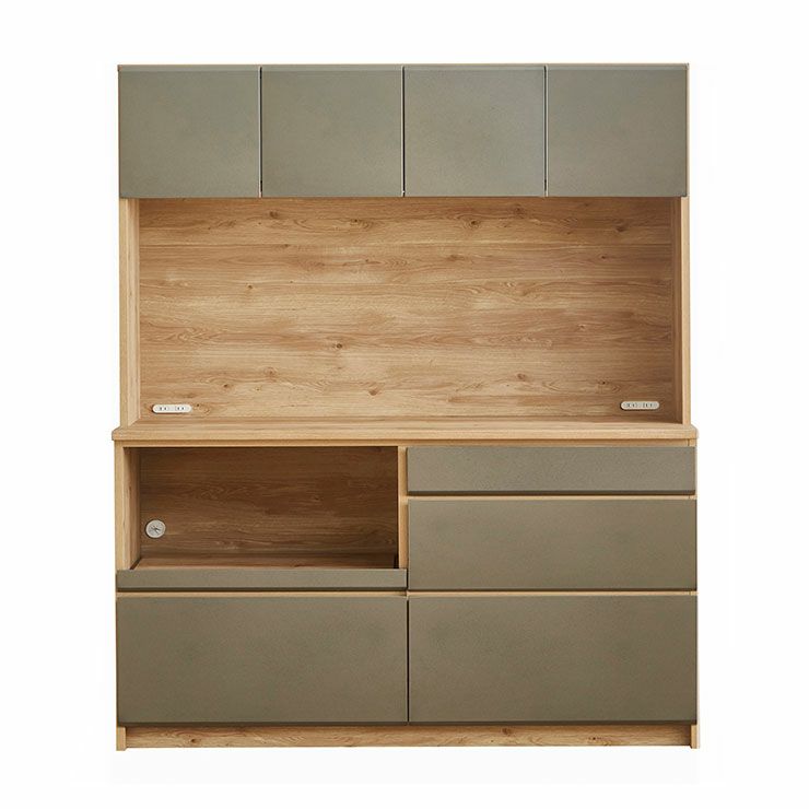 UV塗装仕上げでお手入れしやすい食器棚 マカロン 幅155.3cm 上品な