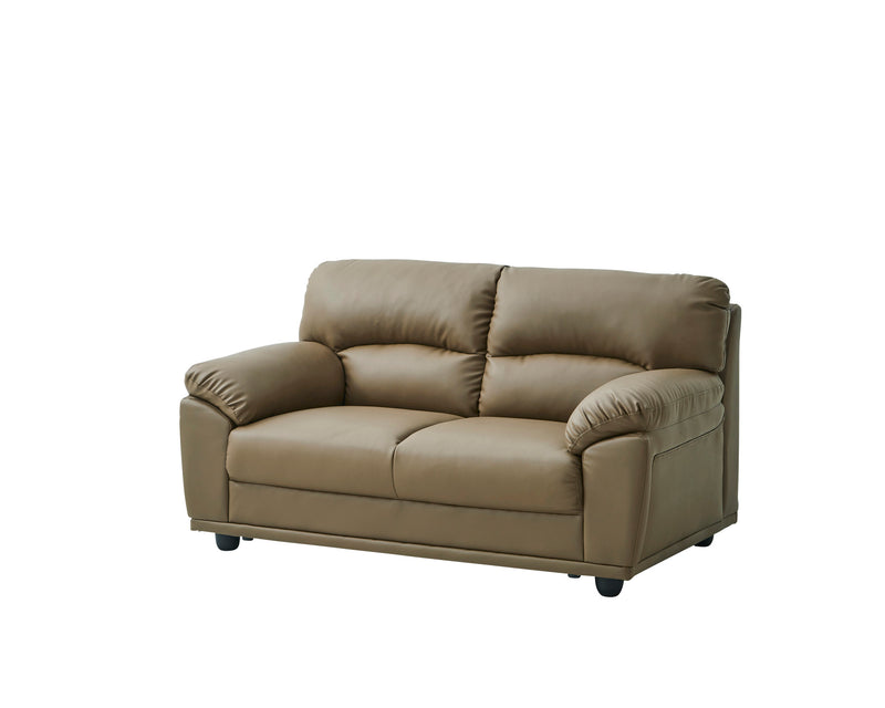 ベージュの合成皮革2人掛けソファ 【公式通販】