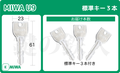 5】U9.DZ-1-76MIWA DZ-1本締錠 U9シリンダー《バックセット76mmタイプ