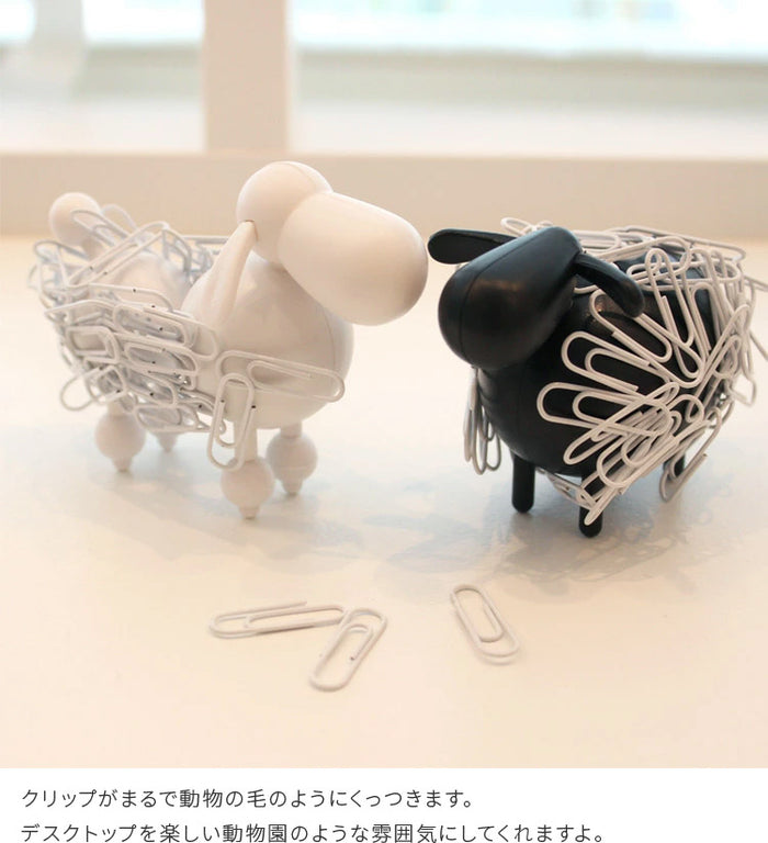 アニマルクリップホルダー Sheep＆poodle 動物 文房具 ひつじ デスク