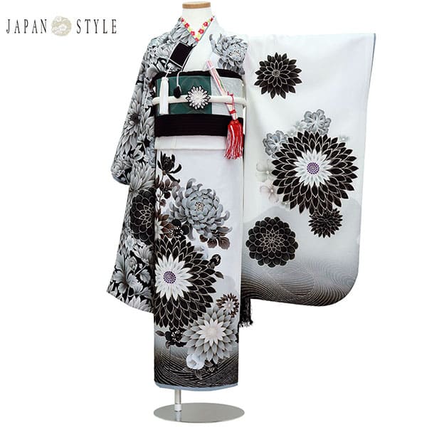 JAPAN STYLE》菊づくし片身がわり(白）／七五三・七歳の女の子 | 宅配