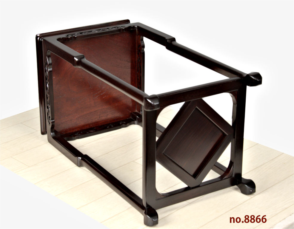 花台: 紫檀 角高卓 盆栽台 漆 高さ47cm 大阪唐木指物 no.8866 / 唐木