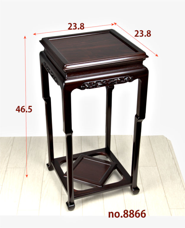 花台: 紫檀 角高卓 盆栽台 漆 高さ47cm 大阪唐木指物 no.8866 / 唐木