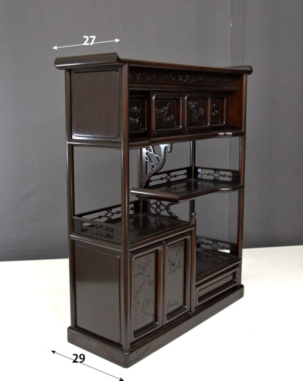 飾り棚: 花梨 筆返し6枚戸3尺棚 no.8613 / 唐木家具OSAKA