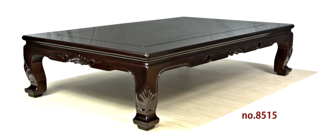 座敷机: 紫檀 尾崎作 菊彫り 5尺机 大阪唐木指物 no.8515 / 唐木家具OSAKA