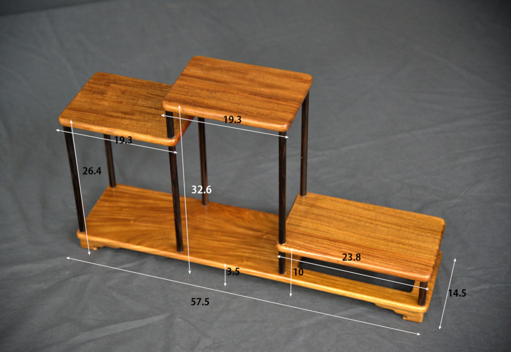 花台: 花梨 盆栽台 柱黒檀 ウレタン仕上 no.5523 / 唐木家具OSAKA
