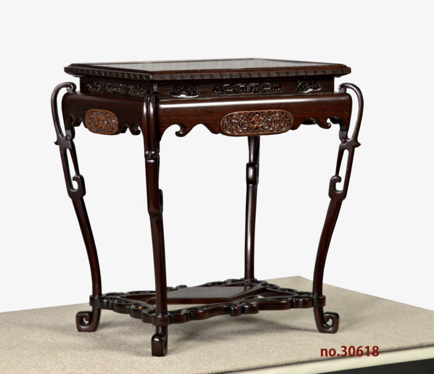 ギャラリーアンティーク 花台: 紫檀 黄楊入り 高卓 高さ37.5cm 唐木