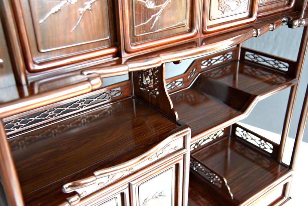 飾り棚: 紫檀 筆返 4尺水棚 no.8615 (日本製) / 唐木家具OSAKA