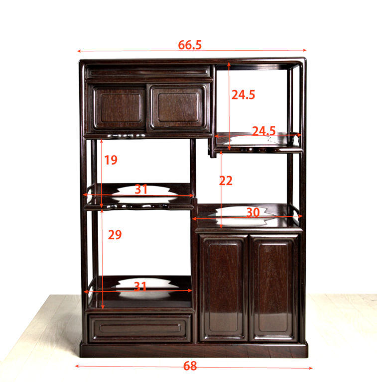 飾り棚: 花梨 藤原作 上2枚戸 高さ88.5 大阪唐木指物 no.30322-01