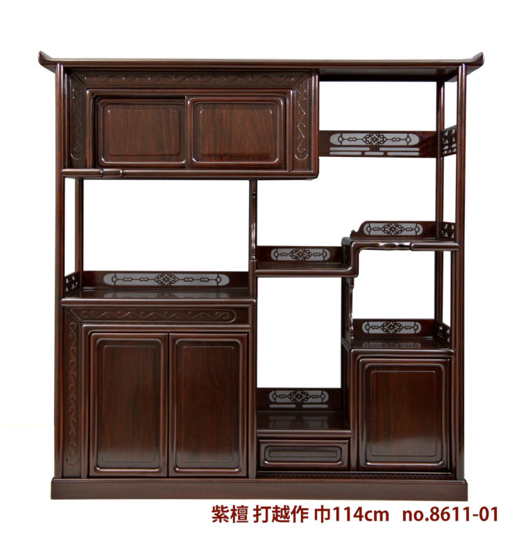 飾り棚:紫檀 打越作 中違い 3.8尺棚 大阪唐木指物 (これから仕上げ品