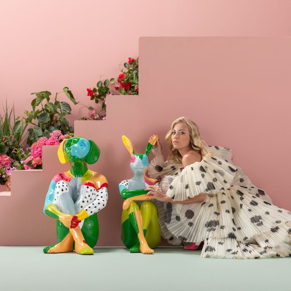 シッティングラビット カラー 80cm デコフィギア - オブジェ・置物の