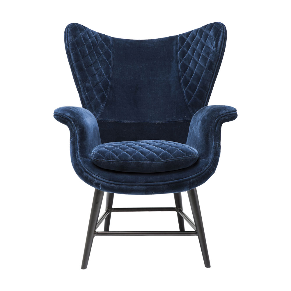 廃番】チューダー ベルベット ブルー アームチェア - 1人掛けソファー