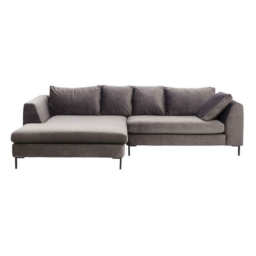 廃番】ジャンニ ベルベットグレーブラック コーナーソファ(レフト) - L