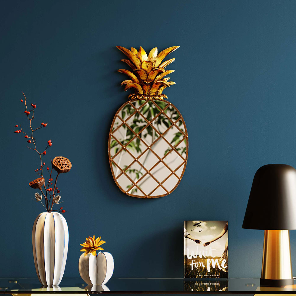 在庫なし】パイナップルミラー26×50cm ウォールデコレーション - 壁
