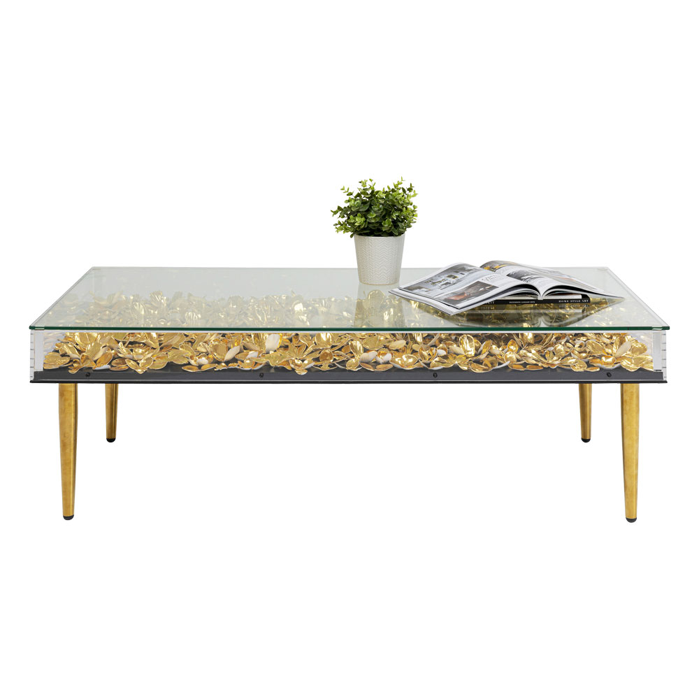 ゴールドフラワー 120x60cm ローテーブル/コーヒーテーブル - ロー