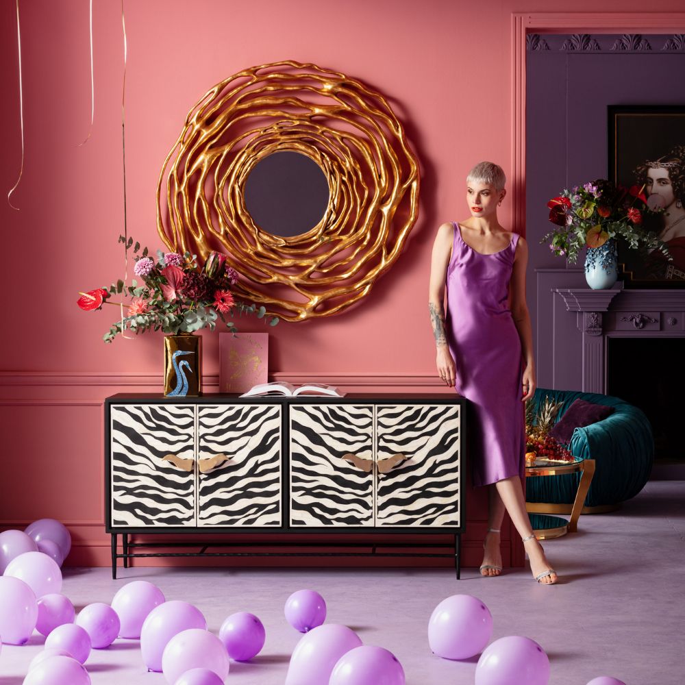 ゼブラ160×80cm サイドボード/ キャビネット - リビングボード