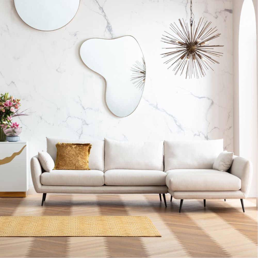 アマルフィ クリーム コーナーソファ(ライト) - L型ソファー・コーナー