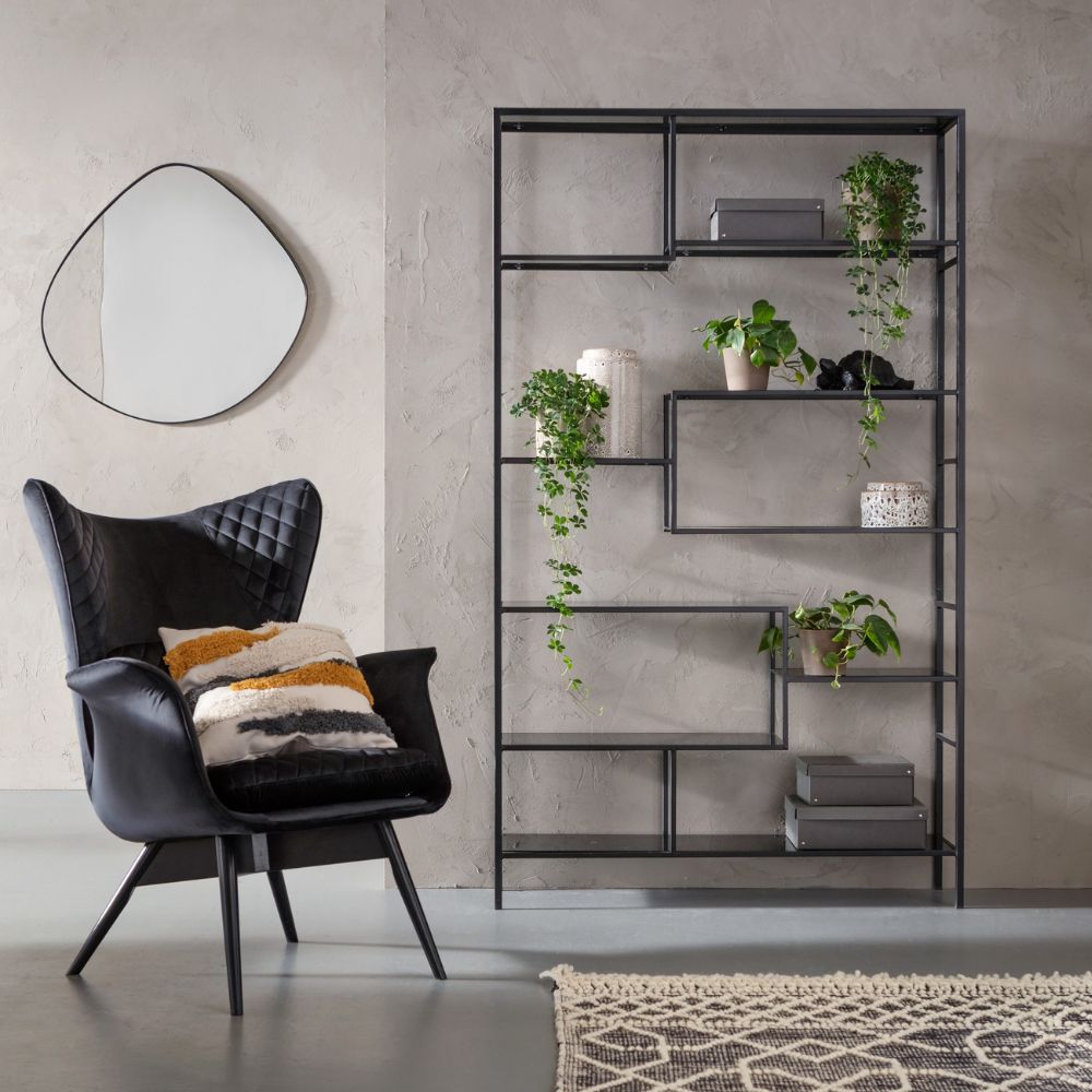 チューダー ベルベット ブラック アームチェア - 1人掛けソファー