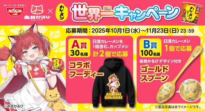 日清食品の懸賞「赤見かるび」×「カレーメシ」コラボ世界一 (いち