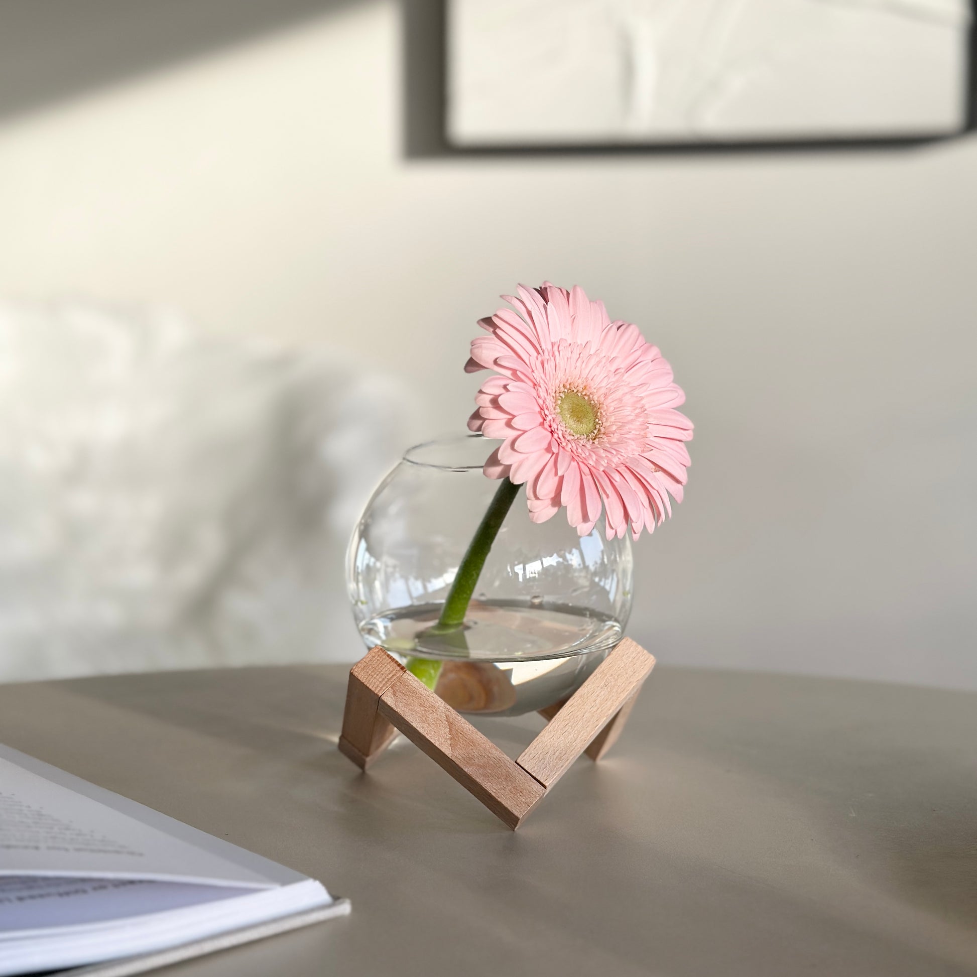 ⭐️超美品Hawaiiガラス花瓶 木製スタンド付き定価¥16000 花瓶 花びん