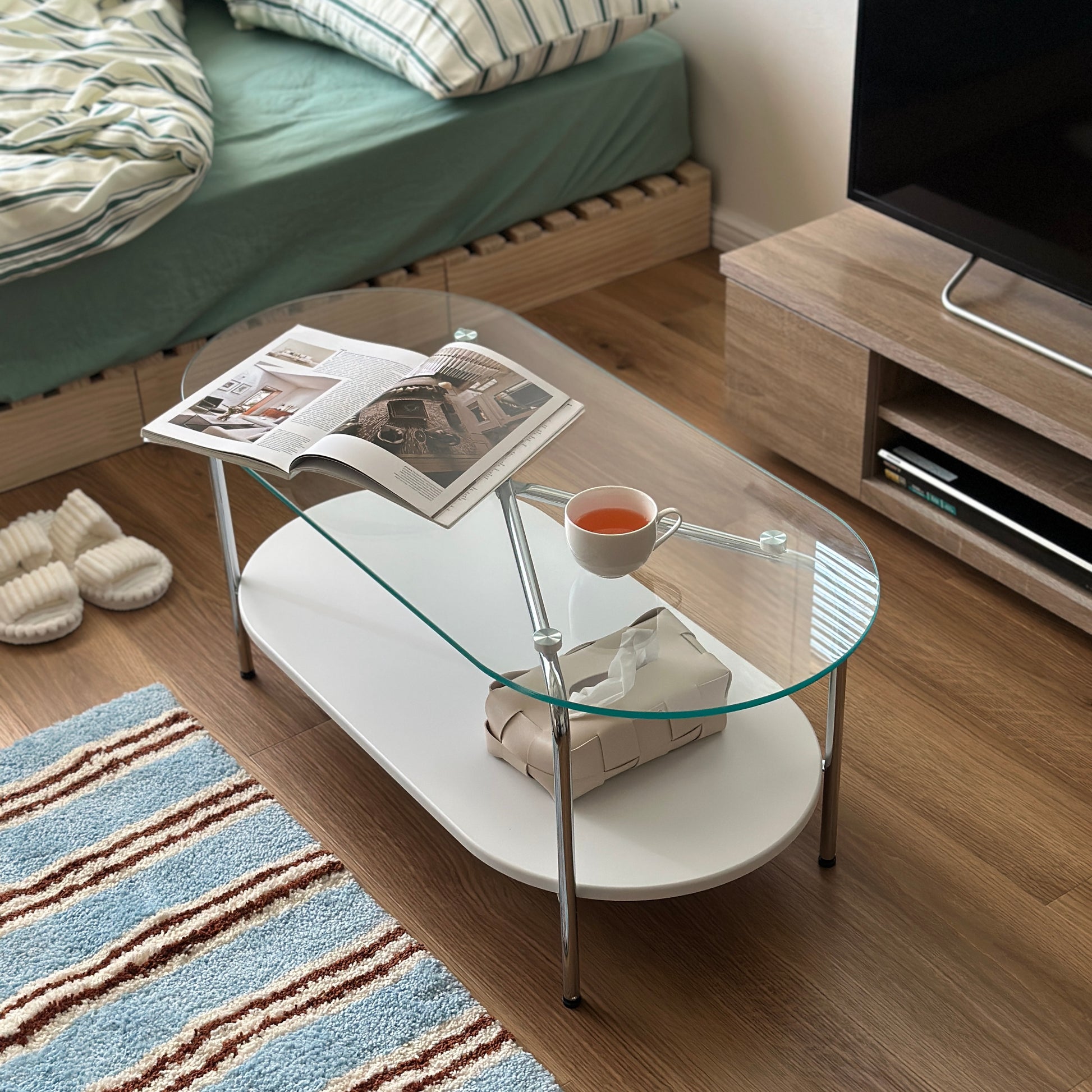 テーブル｜ガラスセンターローテーブル - territory