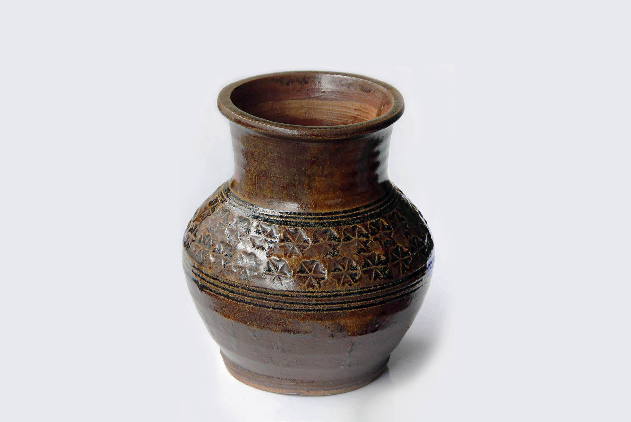 H 17.5cm Vase by Ichiro Kimura – Rustic Mashiko Pottery with Brown