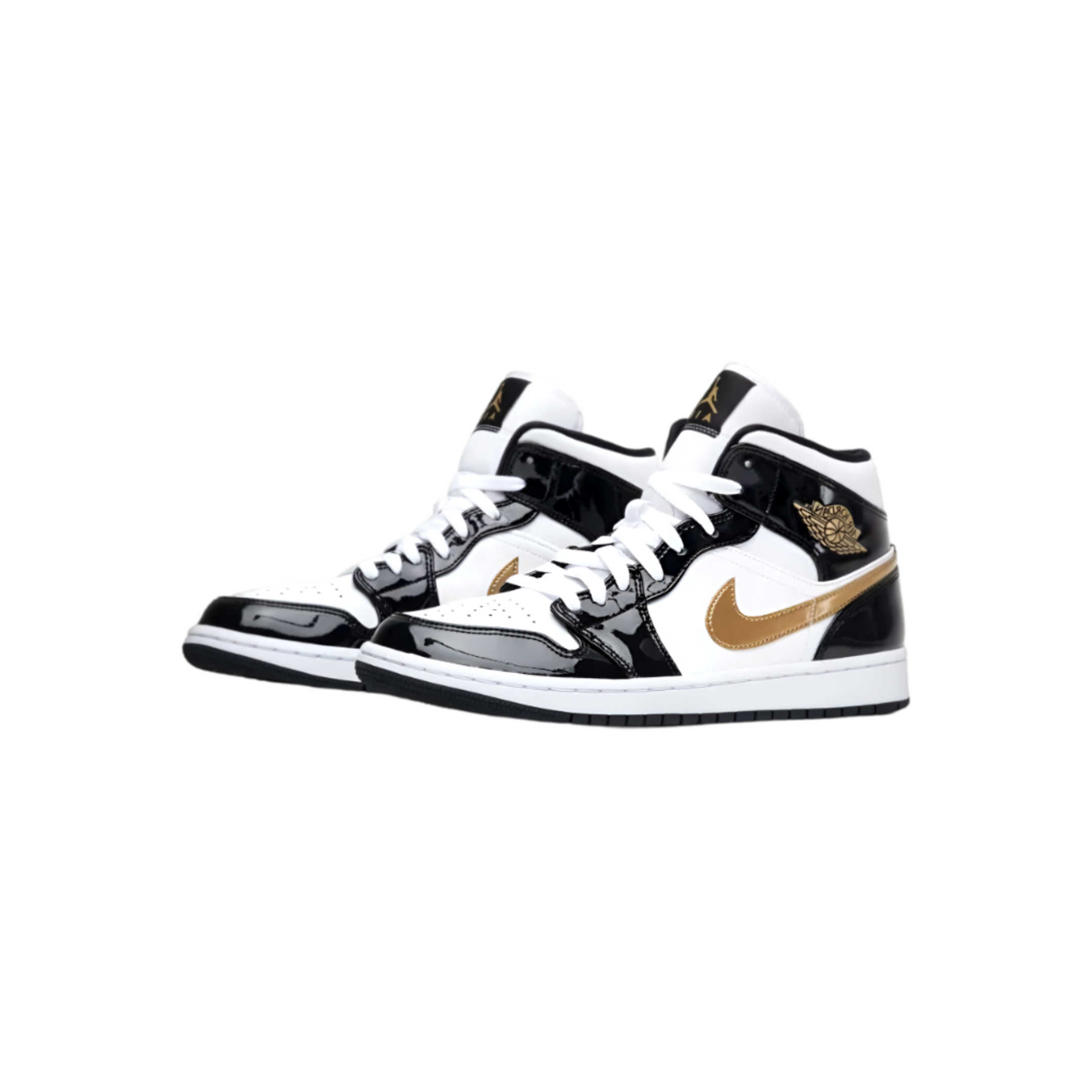 Air Jordan 1 Mid Patent Black Gold - KICKOUT