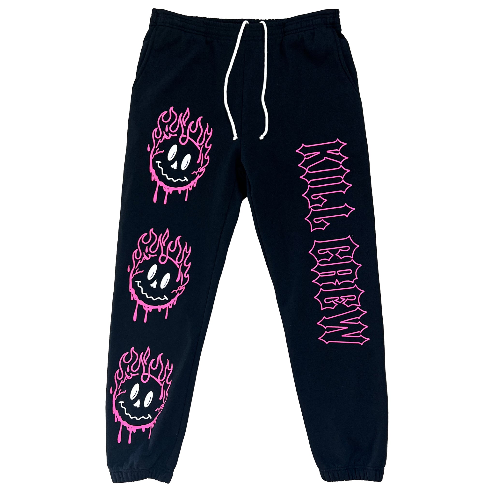HEAVYWEIGHT LUX SMILEY SWEATPANTS FLAME - BLACK / PINK – Kill Crew