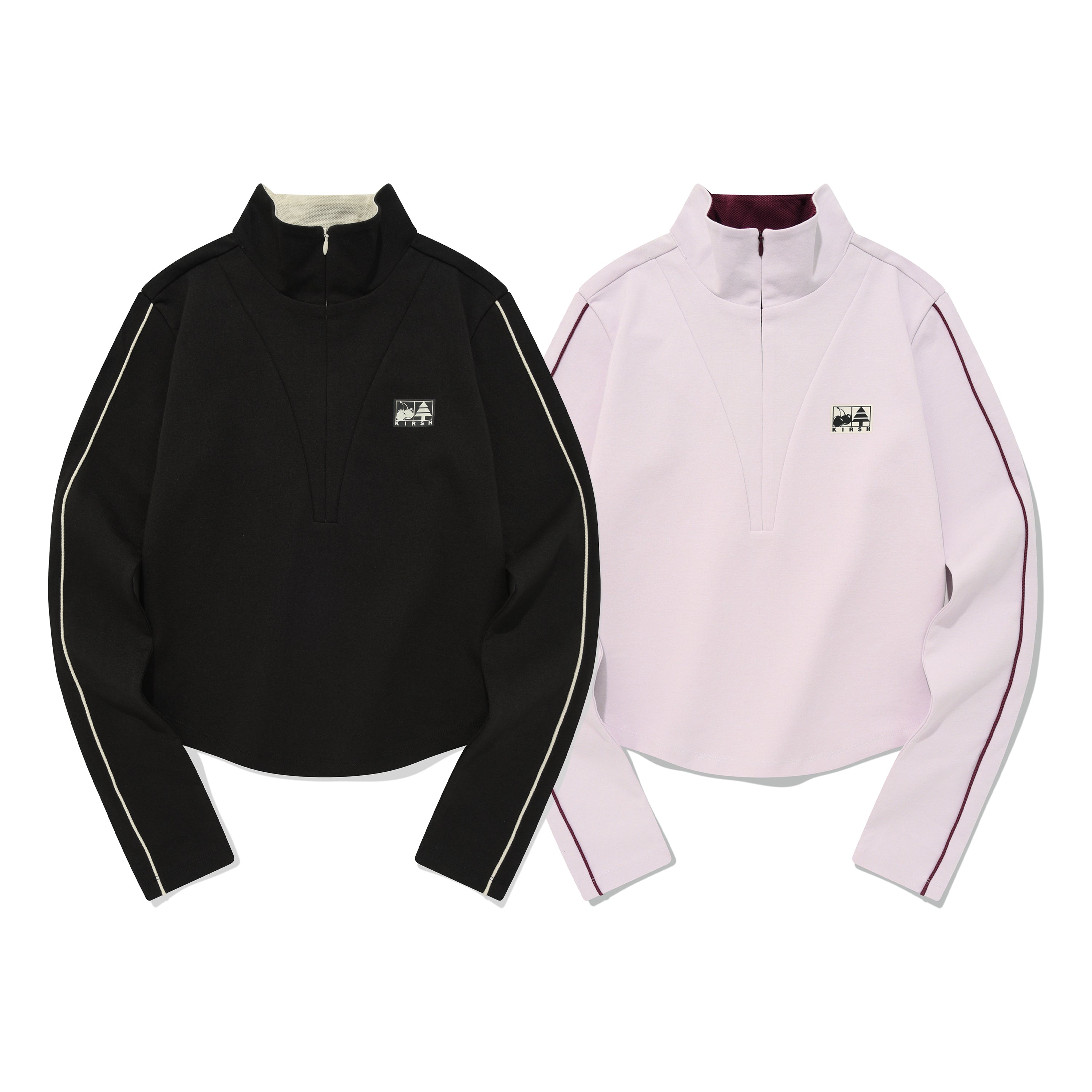 カラーポイントハーフジップアップロングスリーブ【ブラック】