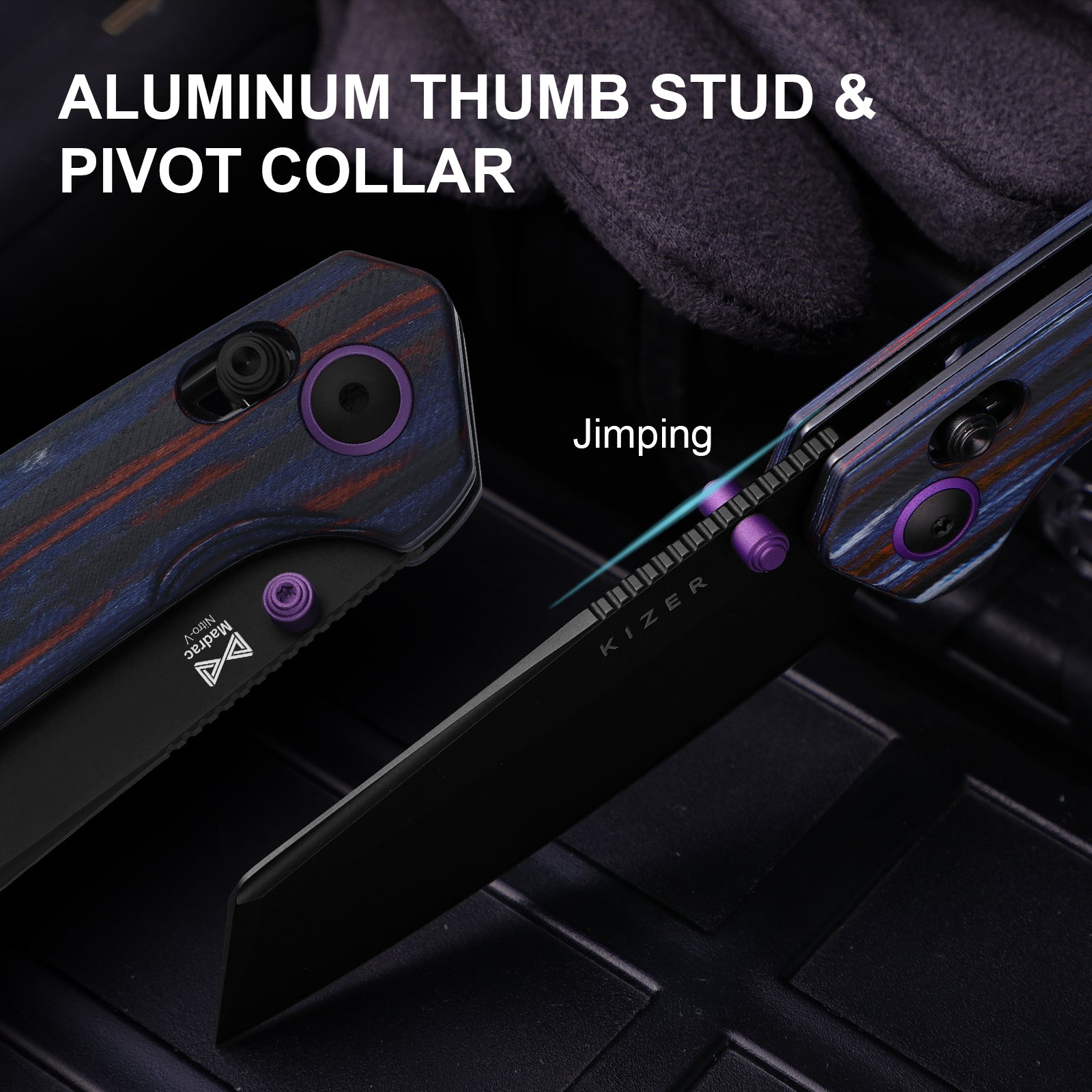 Madrac 3.06 inch Nitro-V Micarta With Vortex Pattern V3693PR1-Kizer