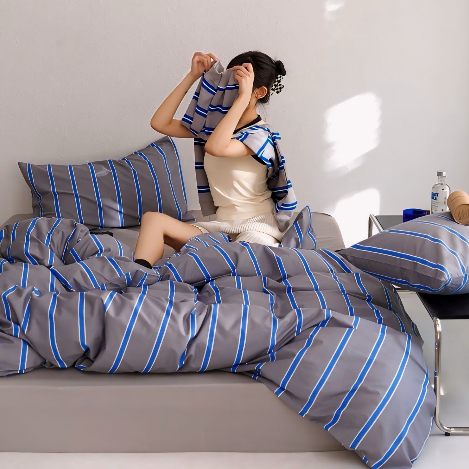 グレーブルーストライプ寝具セット – kocol