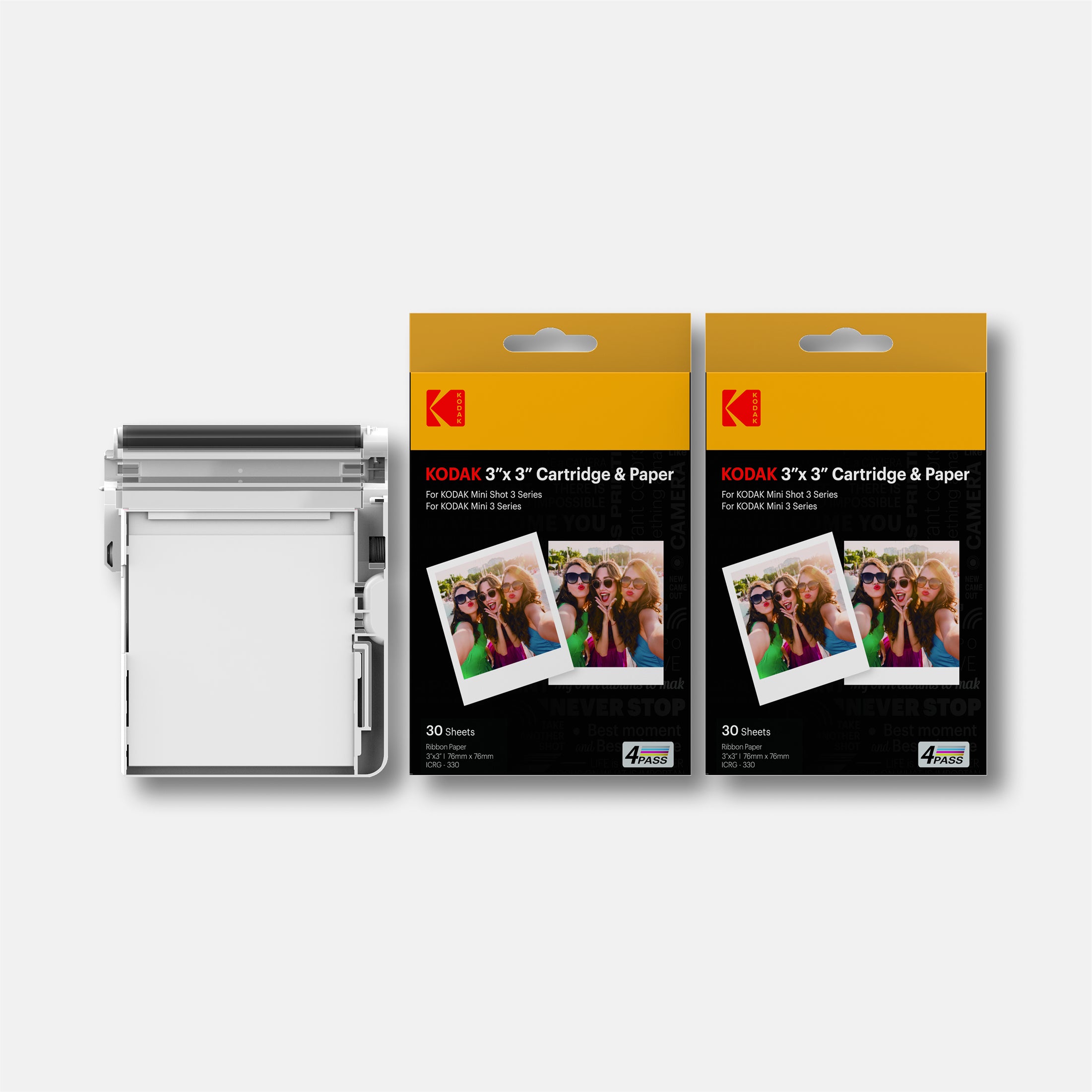 Kodak Instant Print 3x3 Cartridge | 60 Pack of 4 PASS 3 Inch