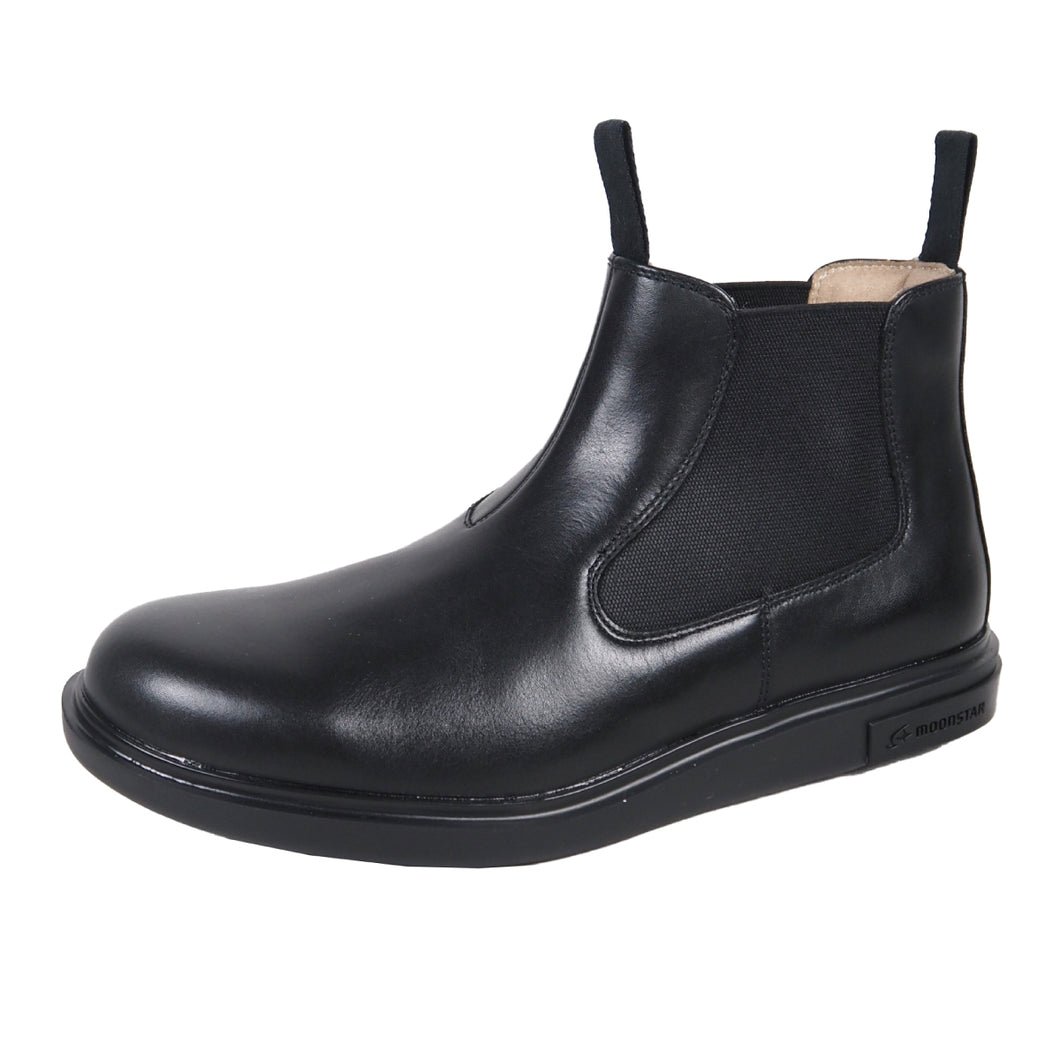 本革 幅広 ブーツ メンズ おしゃれ 靴 ムーンスター サイドゴア ブーツ