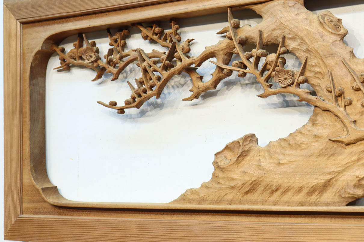 余白を残し上品に深彫りされた極上彫刻の欄間 EZ1628ab 在庫(a:0 b:1