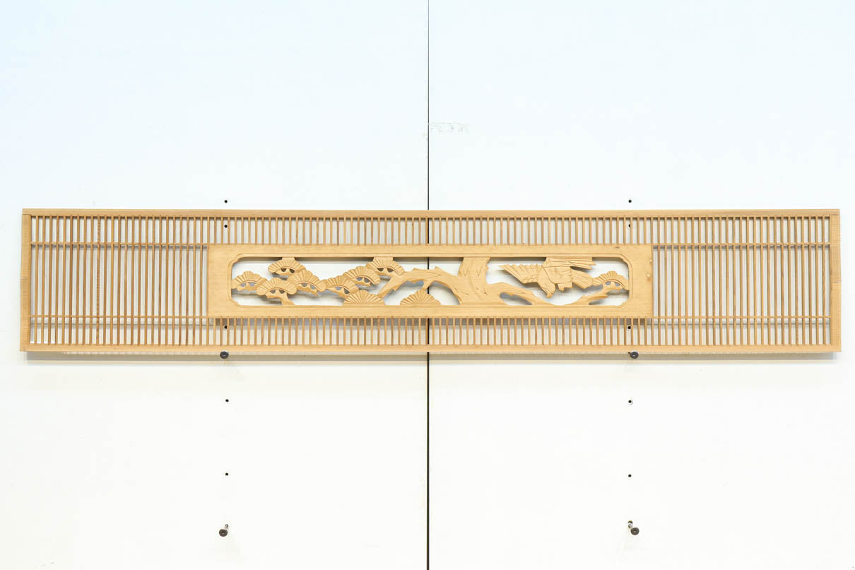 松鷹のレリーフ調彫刻の窓絵でレトロ感ある欄間素材 EZ2687ab 在庫(a:1