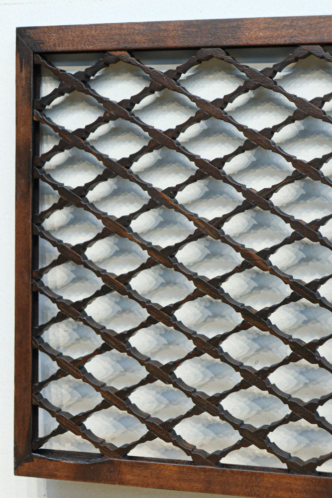 繊細な組子細工で雅な眺めの雲菱格子欄間素材 EZ2722 在庫1枚 – 古福庵