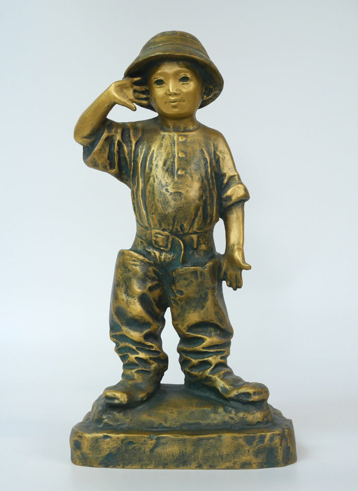 北村西望「天真爛漫『将軍の孫』」ブロンズ作品・北村治禧識箱 絵画