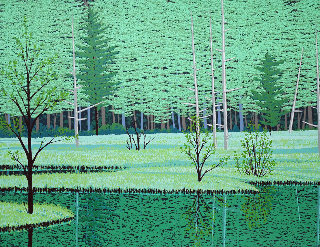 小暮真望「静翠（長野県 上高地 田代池）」シルクスクリーン版画・30号