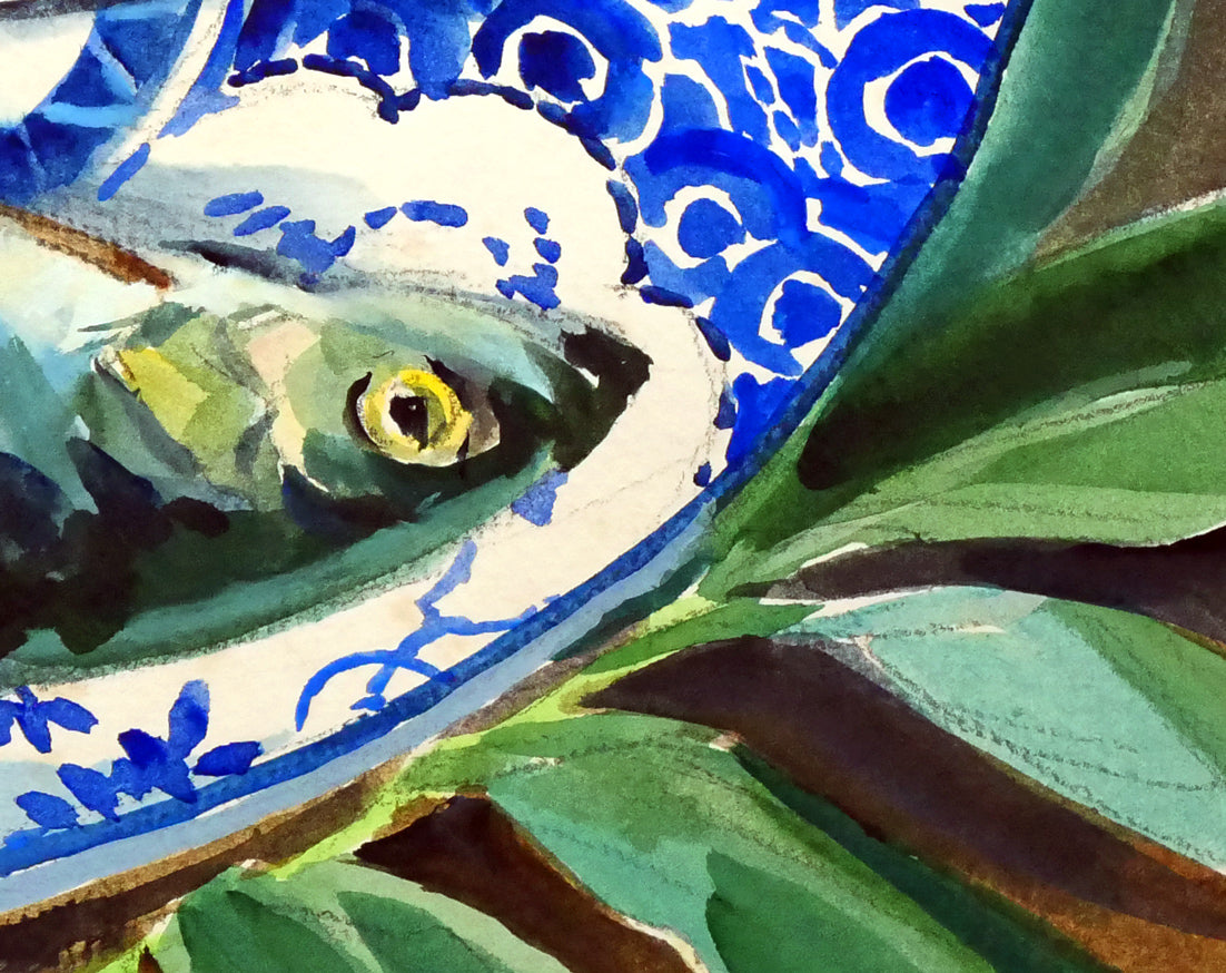 繁野三郎「春告魚（ニシン）」水彩画・8号 絵画買取・販売の小竹美術